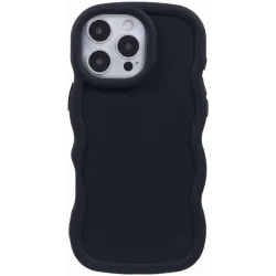Phonesta Wavy Silikon Back Cover Hülle für Apple iPhone 16 Pro - Schwarz