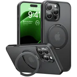 Torras Ostand Pro Back Cover Hülle mit MagSafe für Apple iPhone 16 Pro - Schwarz