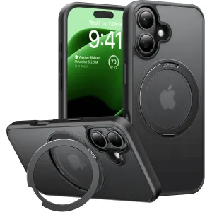 Torras Ostand Pro Back Cover Hülle mit MagSafe für Apple iPhone 16 - Schwarz