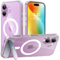 Torras Pstand Back Cover Hülle mit MagSafe für Apple iPhone 16 - Transparent