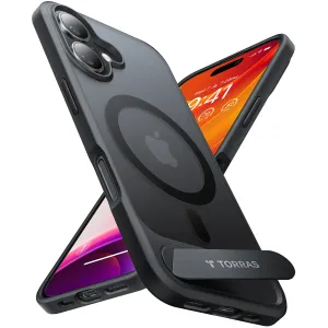 Torras Pstand Back Cover Hülle mit MagSafe für Apple iPhone 16 Plus - Schwarz
