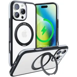 Torras Ostand R Fusion Back Cover Hülle mit MagSafe für Apple iPhone 16 Pro Max - Schwarz