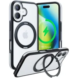 Torras Ostand R Fusion Back Cover Hülle mit MagSafe für Apple iPhone 16 Plus - Schwarz