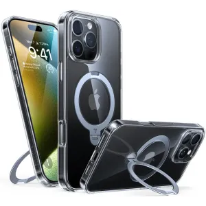 Torras Ostand Spin Back Cover Hülle mit MagSafe für Apple iPhone 16 Pro - Transparent