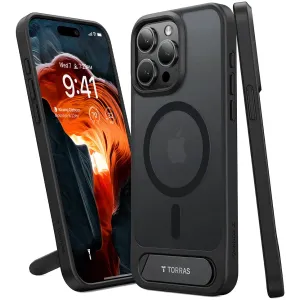 Torras Pstand Back Cover Hülle mit MagSafe für Apple iPhone 15 Pro Max - Schwarz