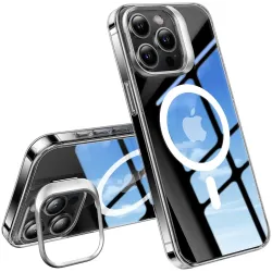 Torras Lstand Back Cover Hülle mit MagSafe für Apple iPhone 15 Pro - Transparent