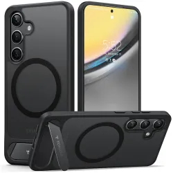 Torras Pstand Back Cover Hülle mit MagSafe für Samsung Galaxy S24 - Schwarz