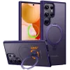 Torras Ostand Spin Back Cover Hülle mit MagSafe für Samsung Galaxy S24 Ultra - Dunkelviolett 0