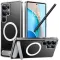 Torras Pstand Back Cover Hülle mit MagSafe für Samsung Galaxy S25 Ultra - Transparent