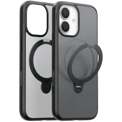 Torras Ostand Spin Back Cover Hülle mit MagSafe für Apple iPhone 17 - Schwarz